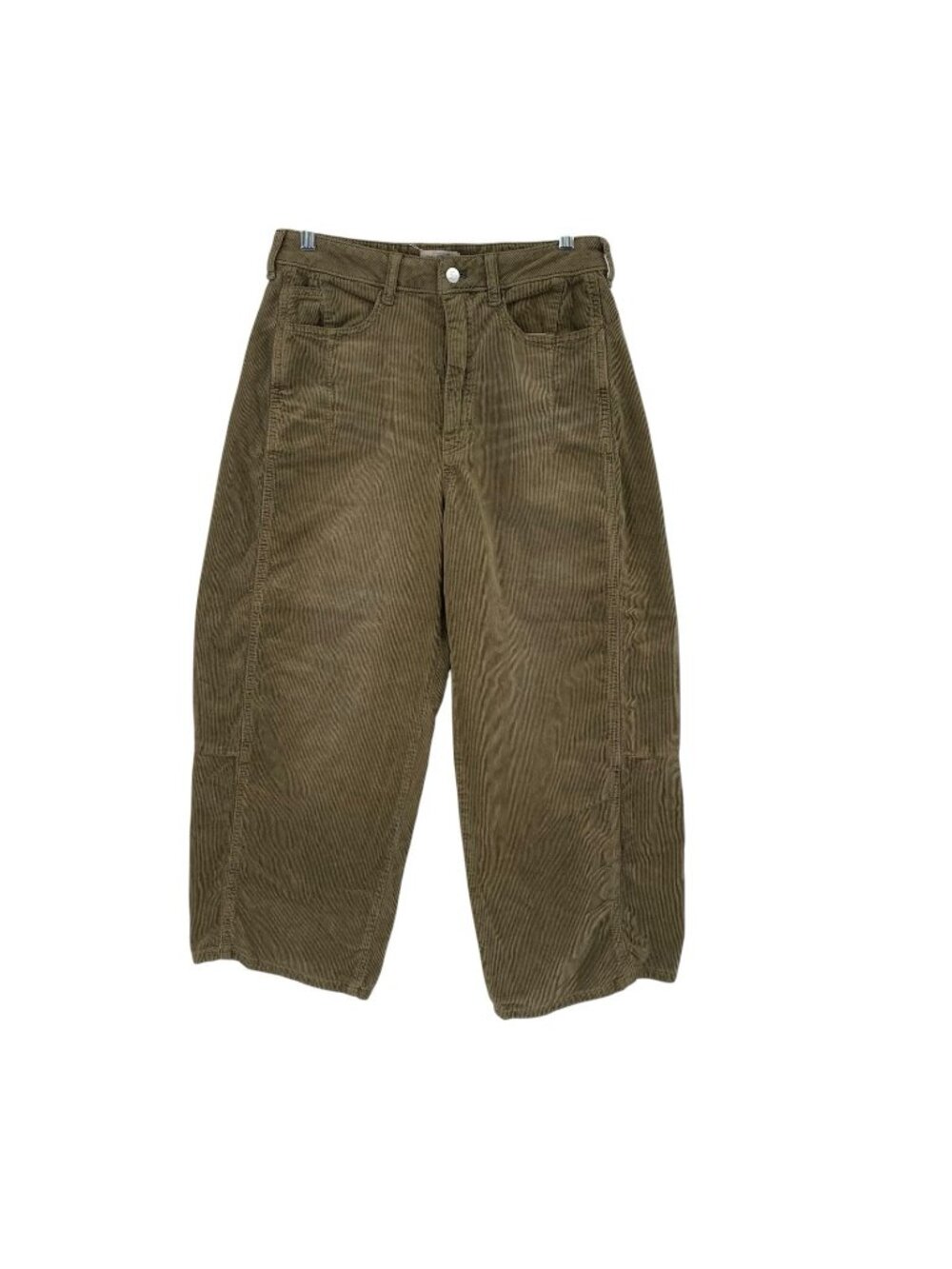 Pilcro Womens Size 27 Corduroy Barrel Leg Pants Moss Mousse FLAW